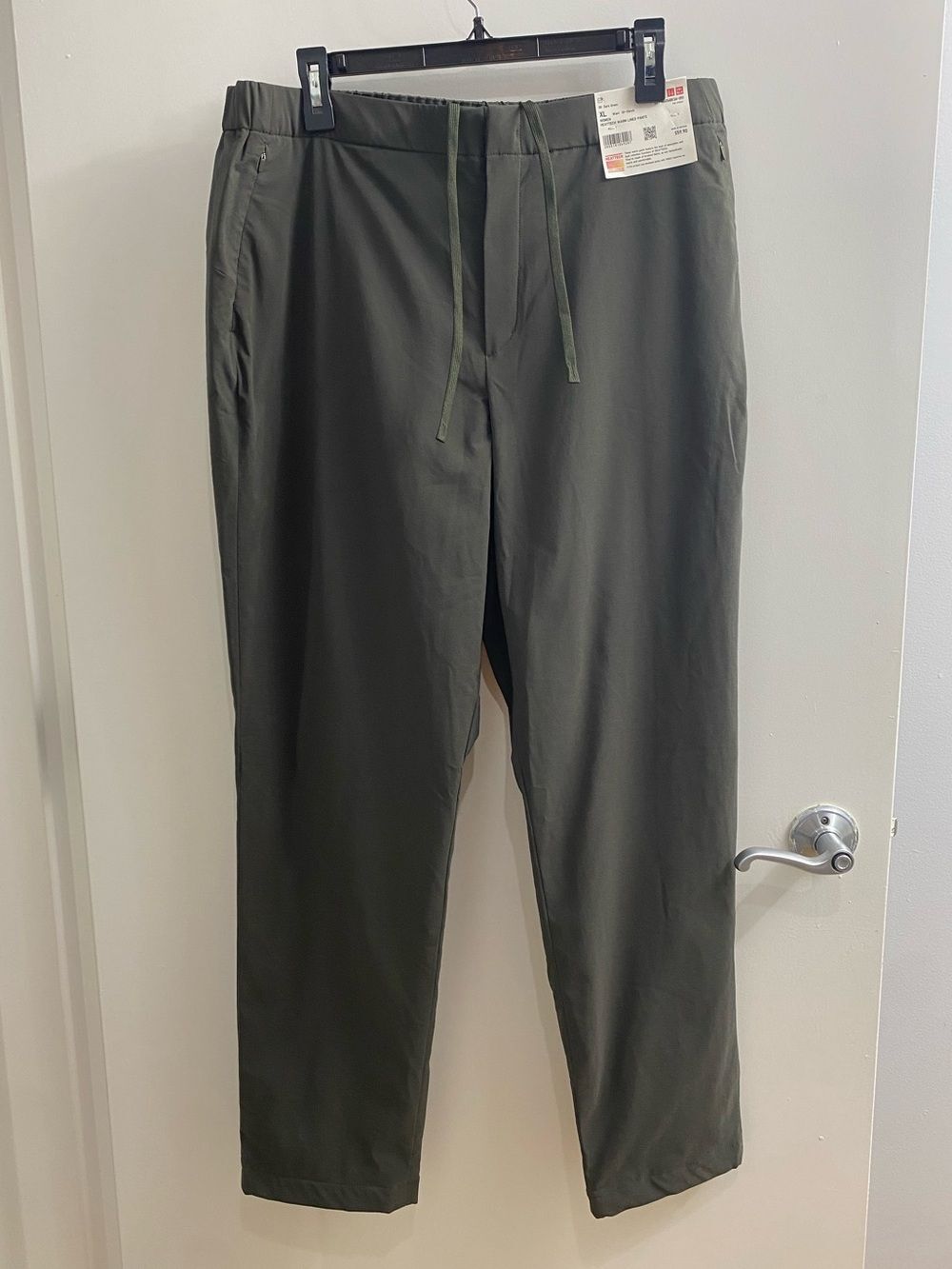 UNIQLO Dark Green Elastic Waist Pull On Drawstring Trousers Pants Size XL